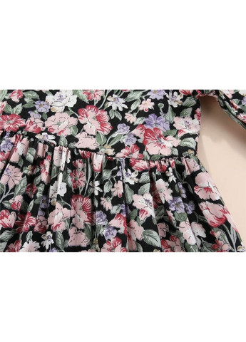 Чёрное детское платье летнее, черное в цветок, на 4,5,6,7,8 лет A+ (370438989)