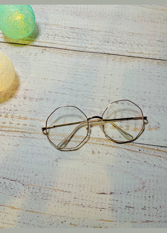 Окуляри іміджеві восьмикутні прозорі з золотистою оправою унісекс LIGHT (315889480)