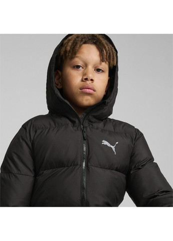 Черная демисезонная детская куртка poly hooded puffer jacket youth Puma