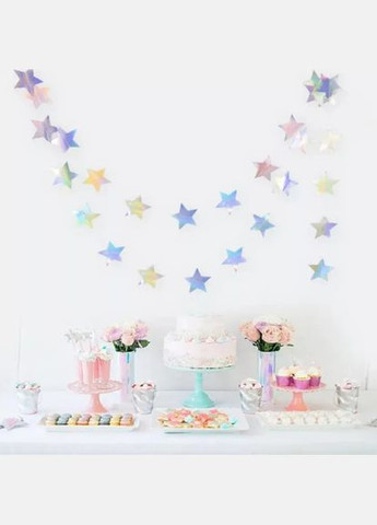 Гирлянда со звездочками 4 м на 10 см серебристо-перламутровый Jannet Гірлянда (317638616)