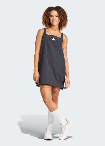 Черное спортивное платье city escape summer adidas с логотипом