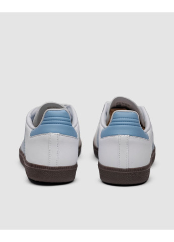 Белые демисезонные кроссовки мужские adidas samba super low white blue адидас самба No Brand
