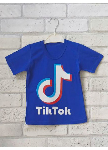 Синя синя дитяча літня футболка з малюнком бавовна No Brand