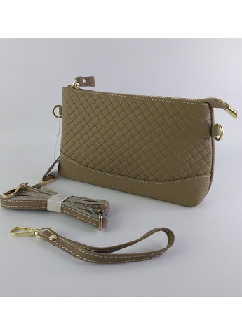 Жіноча сумка клатч з натуральної шкіри мала темно-бежева No Brand (349821694)