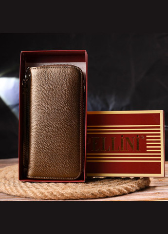 Жіночий гаманець з відливом з натуральної шкіри 21614 Коричневий Canpellini (306881725)