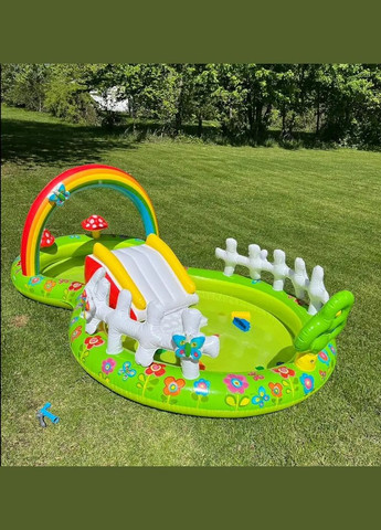 Надувной игровой центр 57154 «Мой сад», 290 х 180 х 104 см, с надувными игрушками, фонтаном и горкой Intex (297516857)