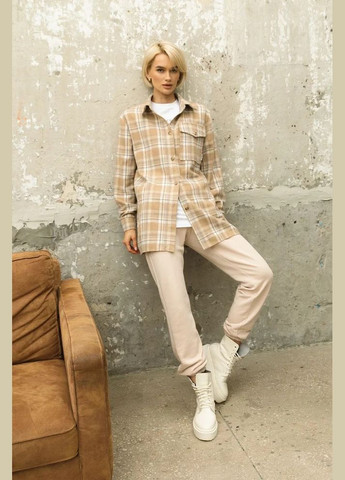 Бежевая кэжуал рубашка в клетку Seventeen с длинным рукавом