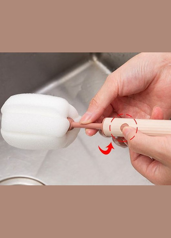 Мочалка для мойки бутылок и стаканов 14763 5х8х27 см персиковая No Brand (364766825)