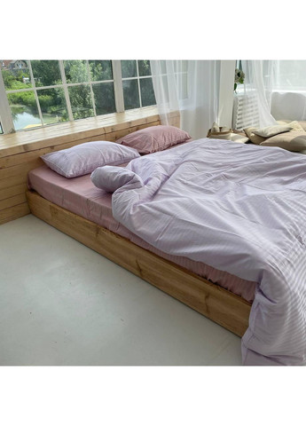 Постельное белье Пудра+Лаванда страйп сатин PREMIUM Евро размер, наволочки 50/70 No Brand (364216057)