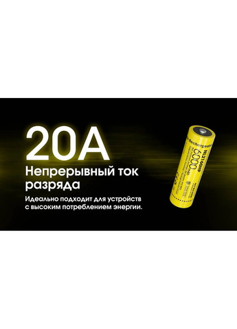 Акумулятор 21700 Nitecore NL2160HP 6000mAh Li-Ion 3.6V (Жовтий) No Brand (332637592)