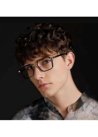 Очки имиджевые квадратные металлические с прозрачными линзами унисекс черные стильные очки для парня и девушки No Brand (364859649)