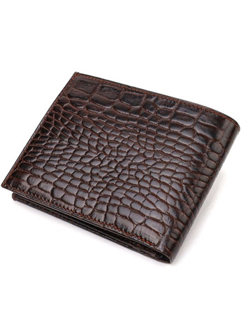 Чоловічий гаманець без застібки з натуральної шкіри з тисненням під крокодила 21763 Canpellini (331908182)