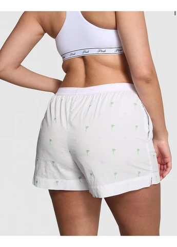 Біла піжама cotton poplin oversized button-down sleepshirt + boxer shorts Victoria's Secret