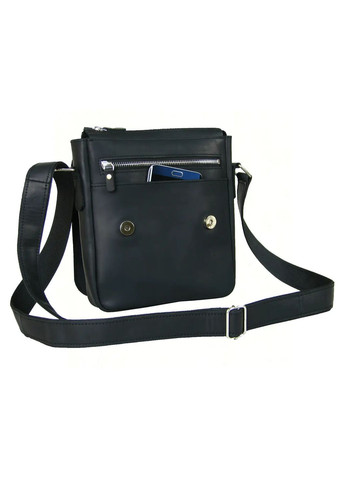 Мужская кожаная сумка через плечо планшет мессенджер из натуральной кожи с клапаном черная 23×20×5 см GS (329148077)