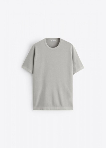 Серая футболка Zara трикотажна 2621 420 PEARL GREY