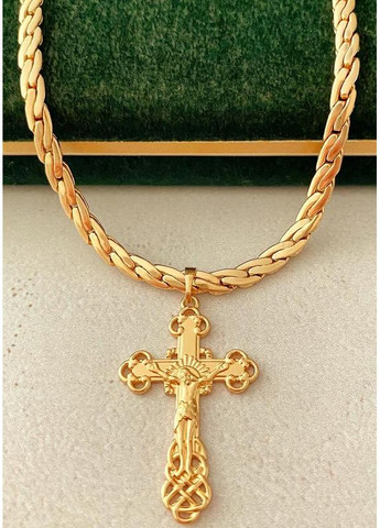 Позолочений Ланцюжок 50см + Хрестик. Позолота No Brand (361222507)