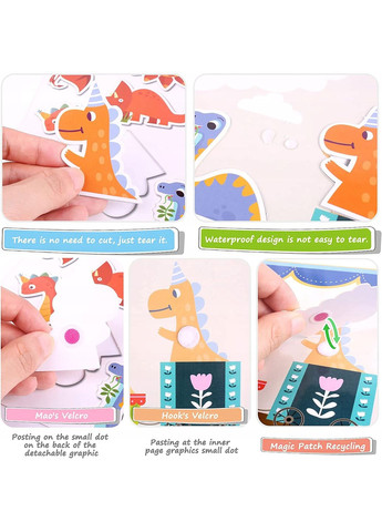 Розвиваюча книга Монтессорі на липучці Quiet Book Динозаври No Brand (303425546)