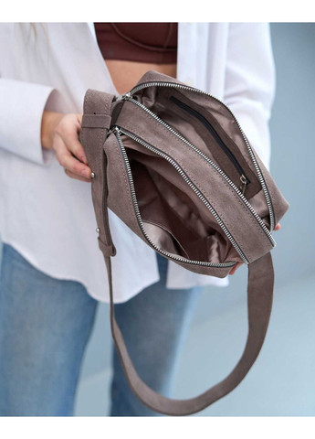 Жіноча сумка з двома відділеннями на блискавці з натуральної замші кольору капучино «Feit» WeLassie (371882653)