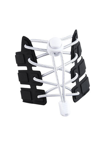 Неразвязывающиеся шнурки для обуви с затяжкой, 100см, цвет бело-черный и белый,, 2 пары (590305) Clefers (301872376)