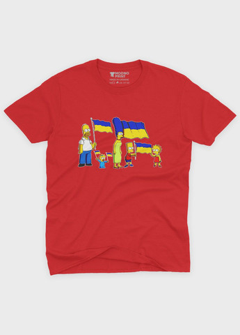 Красная мужская футболка с патриотическим принтом симпсоны (ts001-5-sre-005-1-124) Modno