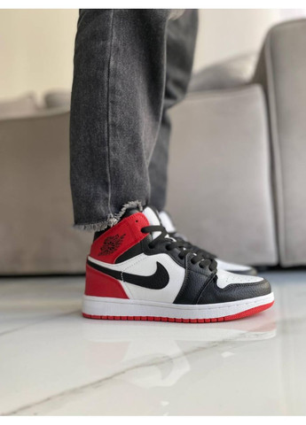 КРОСІВКИ ЖІНОЧІ NIKE AIR JORDAN 1 RETRO HIGH BLACK RED WHITE V2 НАЙК АІР ДЖОРДАН No Brand чорні демісезони (368857885)