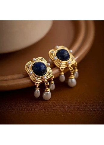 Серьги бижутерия с синими камнями No Brand (361081027)