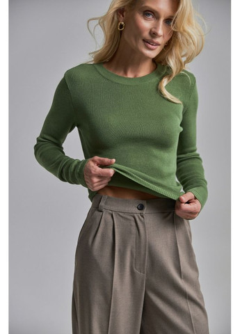 Оливковий демісезонний лонгслів з еластичної віскозної пряжі (2908) Triko Bakh