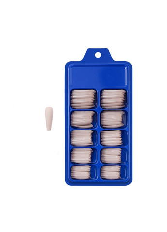 Накладные ногти балерина длинные однотонные BLC021 Бежевый 100 шт (A9948) Nails (308864047)