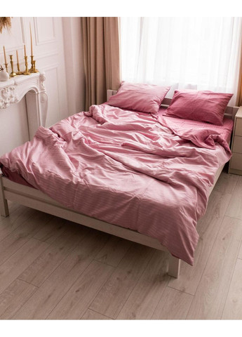 Постільна білизна з резинкою Рожева комбінація страйп сатин PREMIUM Сімейний розмір, наволочки 50/70 No Brand (363190025)