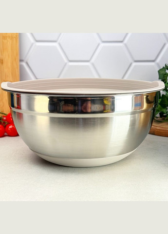 Миска з нержавіючої сталі з кришкою 30 см Silver+Cream GK-4504 No Brand (340469640)