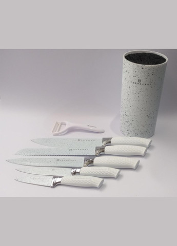 Набор ножей EB5103white с подставкой 7 предметов керамическая овощечистка белый Edenberg (322581933)