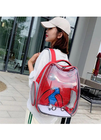 Рюкзак с прозрачной стенкой для перевозки транспортировки животных собак кошек весом до 7 кг (481078-Prob) Красный Unbranded (352683281)