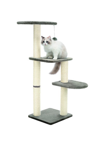 Дряпка-комплекс Altea для котів з іграшкою на мотузці сизаль/плюш сіра 40х40х117 см Trixie (362702768)