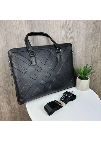 Шкіряний діловий портфель для документів А4, шкіряна сумка офісна чорна MDR No Brand (385864883)