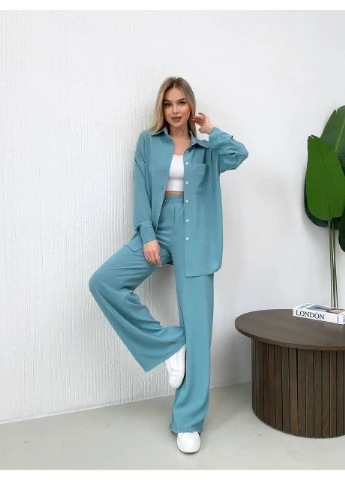 Костюм жіночій креп-жатка. Сорочка на ґудзиках + штани No Brand (391321540)