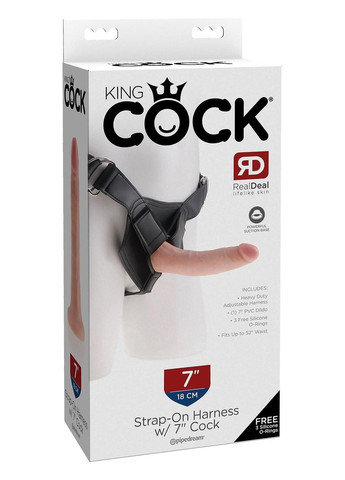 Страпон реалістичний King Cock Strap-On з кільцевим кріпленням, на трусиках, бежевий Pipedream (328961270)