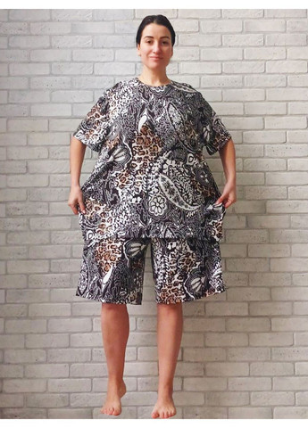 Жіночий літній костюм батал футболка + шорти з кишенями No Brand (364237286)