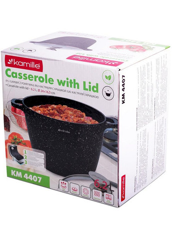 Каструля Landes 6.2л з литими алюмінієвими ручками Kamille (288187868)