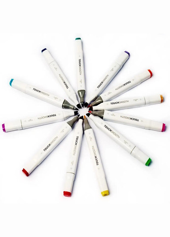 Маркери набір Smooth 200 шт двосторонні спиртові для малювання, скетчів+Підставка зелена під маркери Touch (369802710)