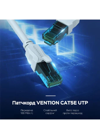 Мережевий кабель Patch Cable 1.5M (VAP-A10-S150) Vention Cat.5E UTP (376309750)