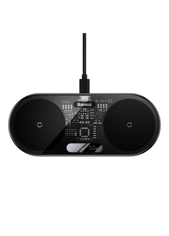 Бездротовий мультизарядний пристрій Digital LED Display 2in1 Wireless Charger 20W Black Universal version Baseus (371363747)