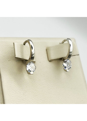 Серьги-кольца серебряные с кубическим цирконием 2,2 г No Brand (369737779)