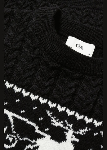 Черный демисезонный свитер в составе с шерстью C&A