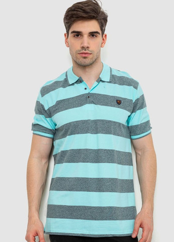 Бірюзова поло чоловіче в смужку чорно-сіре розмір m (sku_214r6187) з коротким рукавом No Brand
