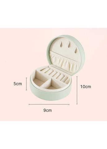 Стильна ніжно зелена компактна кругла дорожня скринька для прикрас з коричневою петелькою No Brand (325216334)