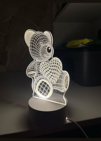 Ночник 3D LED "Мишка с Сердечком" – Декоративная лампа с подсветкой No Brand (346440099)