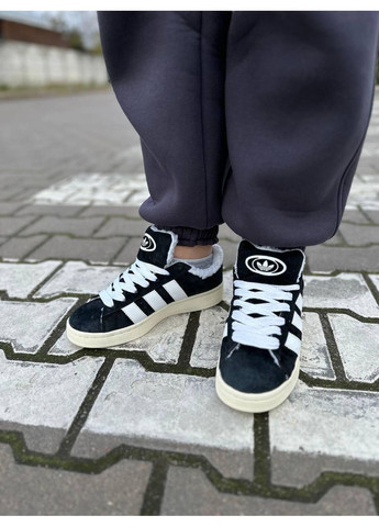 Чорні Зимовий кросівки чоловічі adidas campus 00s black beige fur адідас кампус No Brand