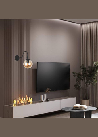 Черное стеклянное бра модерн "Шар" (56-WPR150F3-1 BK+BR) No Brand (370072433)