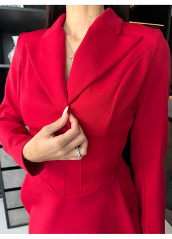 Красное вечернее корсетное платье из костюмной ткани — стиль и элегантность в каждой детали 🤍 (замер в описании) DK/DL Мода без кордонів однотонное