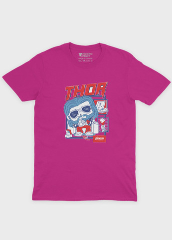 Розовая демисезонная футболка для мальчика с принтом супергероя - тор (ts001-1-fuxj-006-024-002-b) Modno